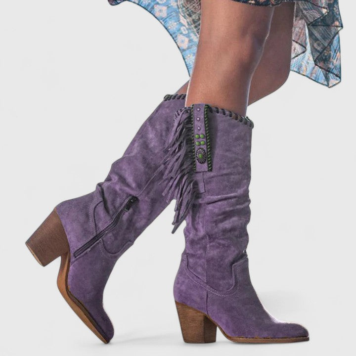 Indie | Orthopedic Suede Block Heeled Boots