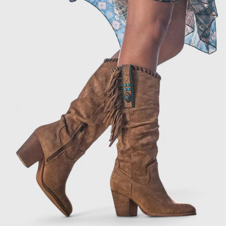 Indie | Orthopedic Suede Block Heeled Boots