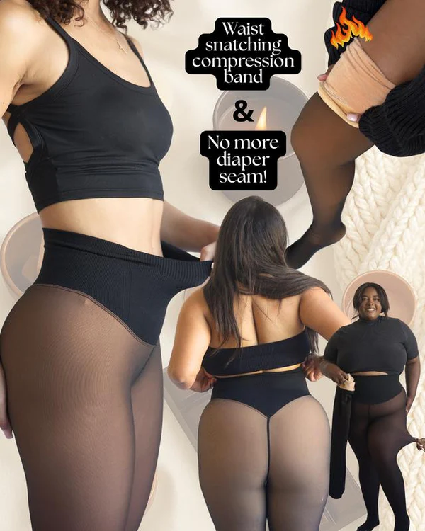 New Compression Band Model One-Seam Translucent Fleece Lined Tights