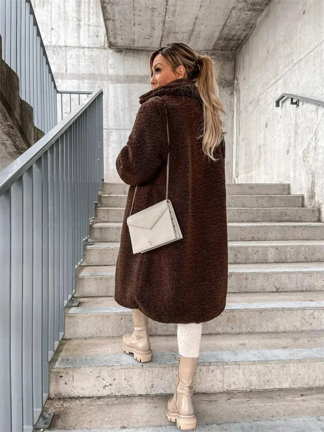 Jenna - Teddy Plush Button Coat