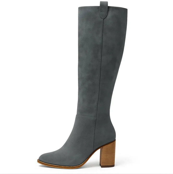 SUEVIA™ | SUEDE BLOCK HEEL BOOTS