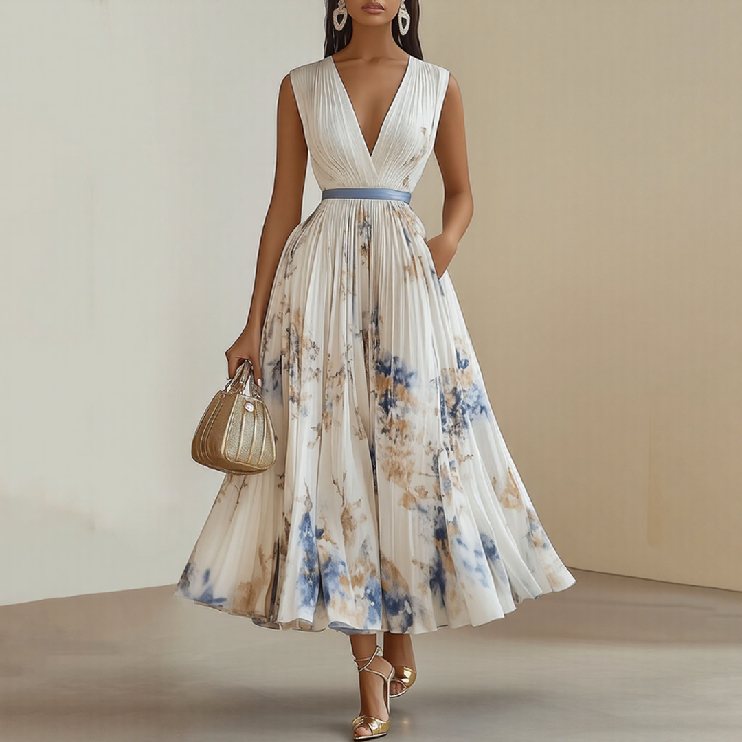 Milano-Elegant Pleated Maxi Dress