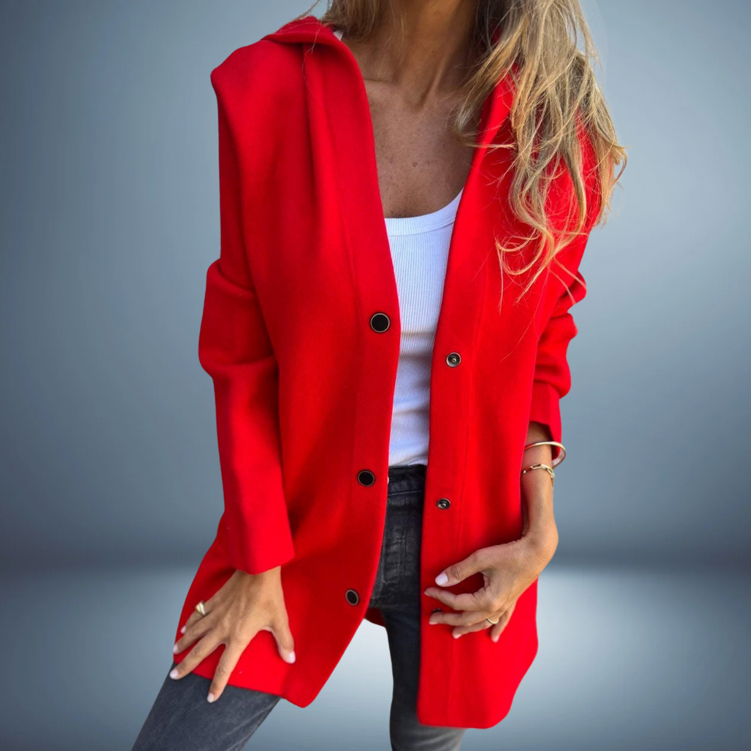 Jasmine -Single-Breasted Casual Hooded Jacket