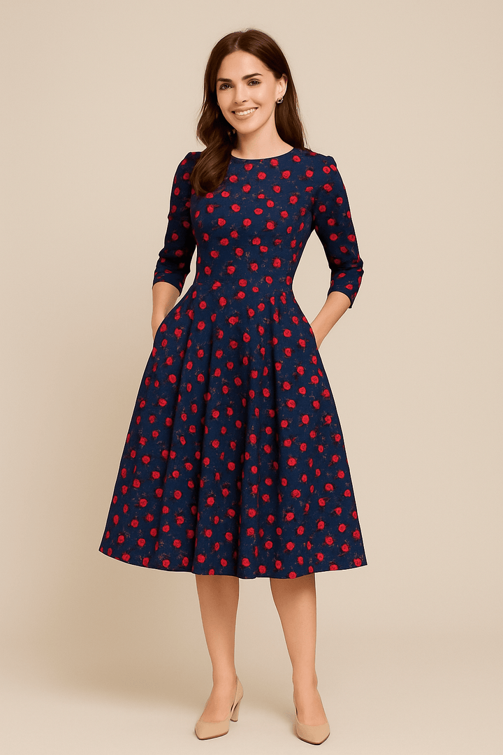 Malie Women's A-Line Dress - Floral Print Elegant Style