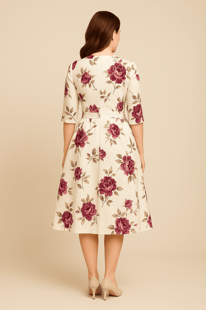 Malie Women's A-Line Dress - Floral Print Elegant Style