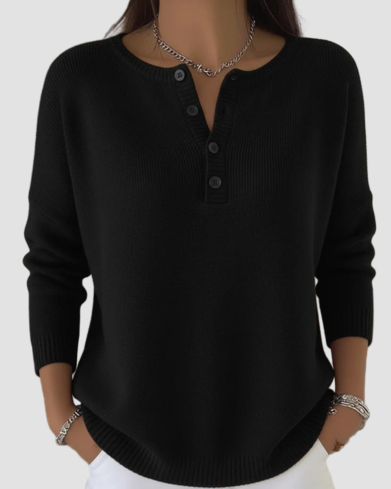 Clara | Timeless Knit Henley Sweater