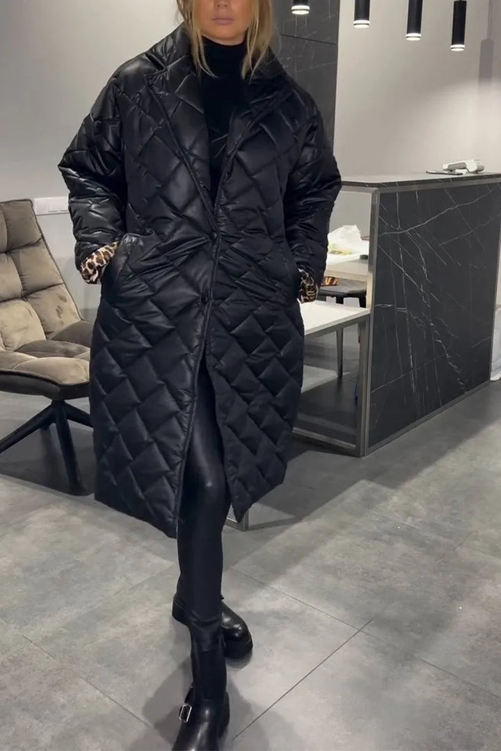 Ofira – Reversible Quilted Coat with Leopard Print Lining